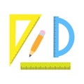 Vector illustration of colored rulers and wooden pencil Royalty Free Stock Photo