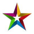 Colored star icon in rectangular and 3D style.