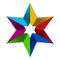 Colored star icon in rectangular and 3D style.