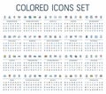 Vector illustration of colored web icons. Flat symbols set Royalty Free Stock Photo