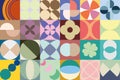 Vector illustration of colorful abstract pattern and tectures with geometrical shapes. Royalty Free Stock Photo