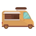 Vector illustration of a colorful cartoonstyle food truck on a white background Royalty Free Stock Photo
