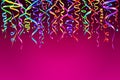 Vector Illustration of colorful Confetti decoration for Design, Website, pink Background, Banner. Holiday party Element Template. Royalty Free Stock Photo