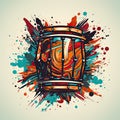 Vector illustration of a colorful drum in white background