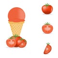 Vector illustration of colorful Fresh tomato ice cream Royalty Free Stock Photo