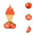 Vector illustration of colorful Fresh tomato ice cream Royalty Free Stock Photo
