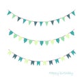 Vector Illustration of Colorful Garlands on white background. Rainbow colors buntings and flags. Holiday set. Festive flags. Royalty Free Stock Photo