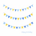 Vector Illustration of Colorful Garlands on white background. Rainbow colors buntings and flags. Holiday set. Festive flags. Royalty Free Stock Photo