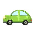 Vector illustration of colorful green car isolated on white background. hatchback green car side view. comic, or cartoon Royalty Free Stock Photo