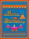 Colorful Indian truck painting on Happy Diwali card for festival of light of India