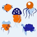 Vector illustration with colorful jellyfishes Royalty Free Stock Photo