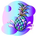 Colorful juicy pineapple on a bright background