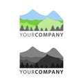Vector illustration of colorful and monochrome mountain landscape