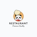 Vector illustration of colorful panda with chef hat fit for restaurant logo design