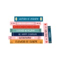 Vector illustration of colorful pile, stack of books. Royalty Free Stock Photo