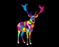 Colorful Deer Pop Art Cartoon Poster Graphic