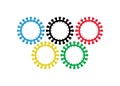 Vector illustration of colorful rings. Games was canceled during coronavirus. Concept of sport in the times of covid-19, 2021