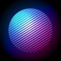 Vector Illustration Colorful 80s Retro Style Striped Shape. Minimalism Halftone Circle