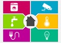 Vector illustration of colorful smart home automation screen.