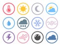Vector colorful weather button icons Royalty Free Stock Photo