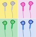 Simple illustration of cute colorfull earphones with cable