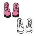 coloring page of doodle shoes with example