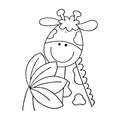 Vector illustration coloring pages animals - giraffe Royalty Free Stock Photo