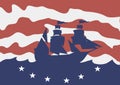 Vector illustration. Columbus Day. Silhouette of a ship at sea.