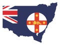 Combined Map and Flag of the Australian State of New South Wales Royalty Free Stock Photo