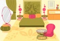 Vector Illustration Comfortable Beautiful Bedroom. Royalty Free Stock Photo