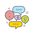 Vector illustration of a communication concept. Colorful dialog speech bubbles vector illustration Royalty Free Stock Photo