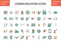 Vector illustration with communication icons - calendar; chat; message; speech; speech bubble; phone; call; telephone; mobile;