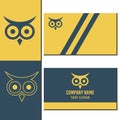 Vector illustration of a company logo and business card with an owl design to illustrate wisdom