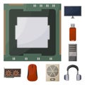 Vector design of computer and hardware logo. Collection of computer and component vector icon for stock. Royalty Free Stock Photo
