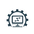 Vector illustration, computer icon and gears. Royalty Free Stock Photo