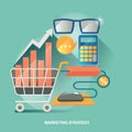 Vector illustration concept for business strategy. Marketing strategy. Retail Business. Economic and statistic Royalty Free Stock Photo