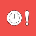 Vector illustration concept of clock time with exclamation mark Royalty Free Stock Photo