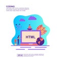 Vector illustration concept of coding. Modern illustration conceptual for banner, flyer, promotion, marketing material, online Royalty Free Stock Photo