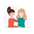 Vector illustration. concept of friendly and family support. Woman consoles her best friend from stress and depression. The mother