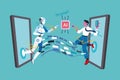 Man and aa robot Generative Artificial Intelligence