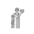 Vector illustration concept of goddess with book. Black on white background Royalty Free Stock Photo