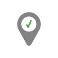 Vector icon concept of check mark inside map pointer Royalty Free Stock Photo