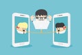 Vector illustration concept Hacker intercepts information