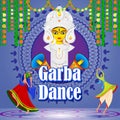 Vector illustration concept of Happy Navratri Garba dance greeting