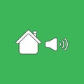 Vector illustration concept of house with high speaker sound, loud voice symbol Royalty Free Stock Photo