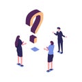 Vector illustration, concept illustration of people frequently asked questions around question marks, answer to question metaphor Royalty Free Stock Photo