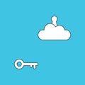 Vector illustration concept of key reach to keyhole on cloud