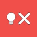 Vector illustration concept of light bulb with x mark symbol