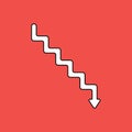 Vector illustration concept of line stairs symbol icon with arrow pointing down