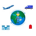 Vector illustration of the concept of mail delivery